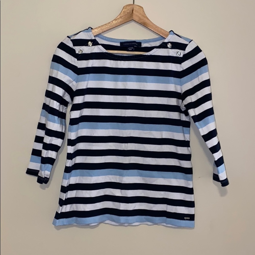 Tommy Hilfiger Striped Three-Quarter Sleeve Top